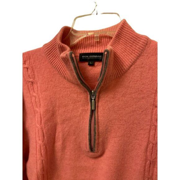 Men's Vintage Large Bon Giovane 1/4 Zip Pullover Knitted Pink Sweater - Picture 2 of 8